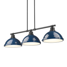 Golden 3602-3LP BLK-NVY - Yep by Golden Lighting Duncan 3-light Island Light in Matte Black and Navy Blue shade